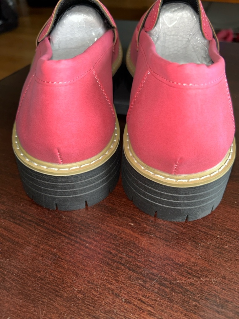 Women's Pink Slip-On Loafers - Classic Penny Loafer Style - Picture 2 of 6